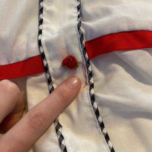 Vintage Winnie The Pooh Dress 2T Black White Gingham Pinafore USA Made Lace - Picture 15 of 16